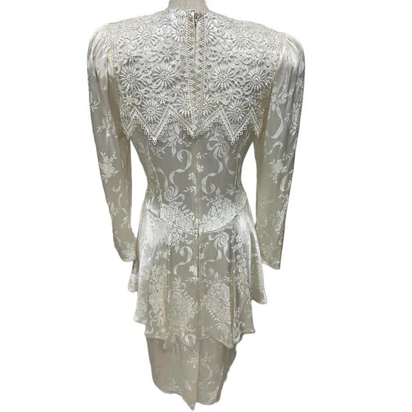 80s Jessica McClintock Brocade Bridal Dress - Picture 2 of 7